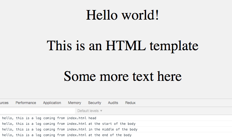 Boilerplate html console log